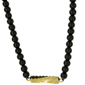 Round Jet / Twisted Cuboid Shape / Gold