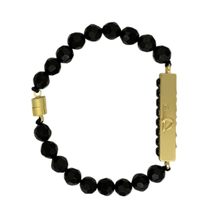 Bracelet -Cuboid Shape / Jet /Gold