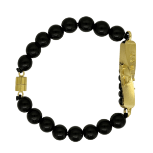 Bracelet - Round Jet / Twisted Cuboid Shape / Gold