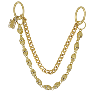 Pants Chain - Clear / Gold Skulls